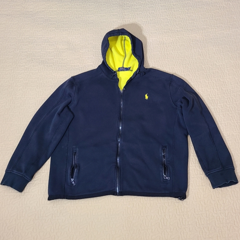 Ralph Lauren Polo embroidered logo  front zip hoodie size XL